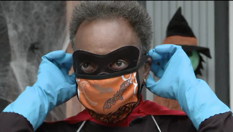 Dressed as ‘Rona Destroyer’ superhero, mayor tweets video encouraging Chicagoans to stay on Halloween