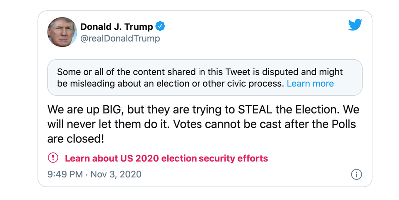 Screenshot of President Trump's tweet.