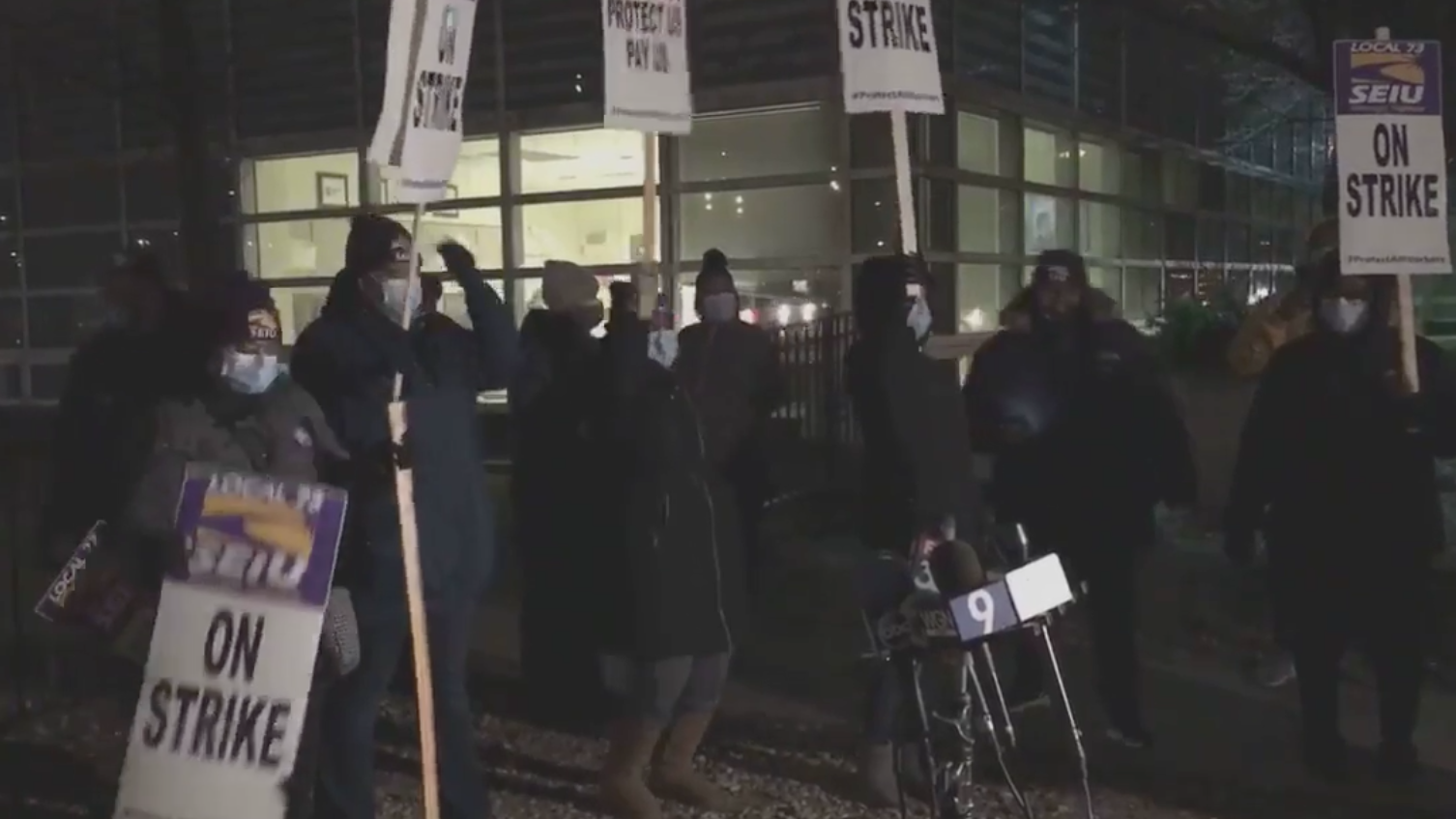 About 1,500 Cook County health care, sheriff’s employees hold one-day strike demanding hazard pay