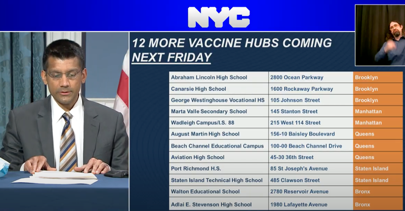 Vaccine hubs NYC