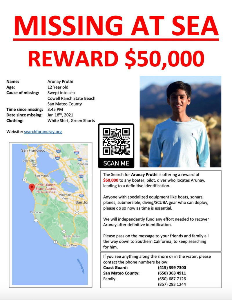The family is offering $50,000 for help in finding the boy.