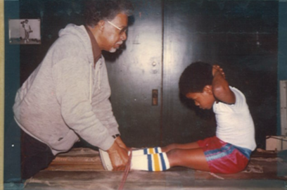 Montell Griffin training with his father at a young age