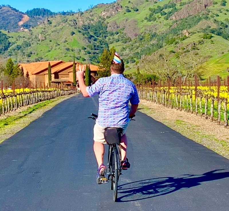 Liam takes a bike ride in Wine Country.