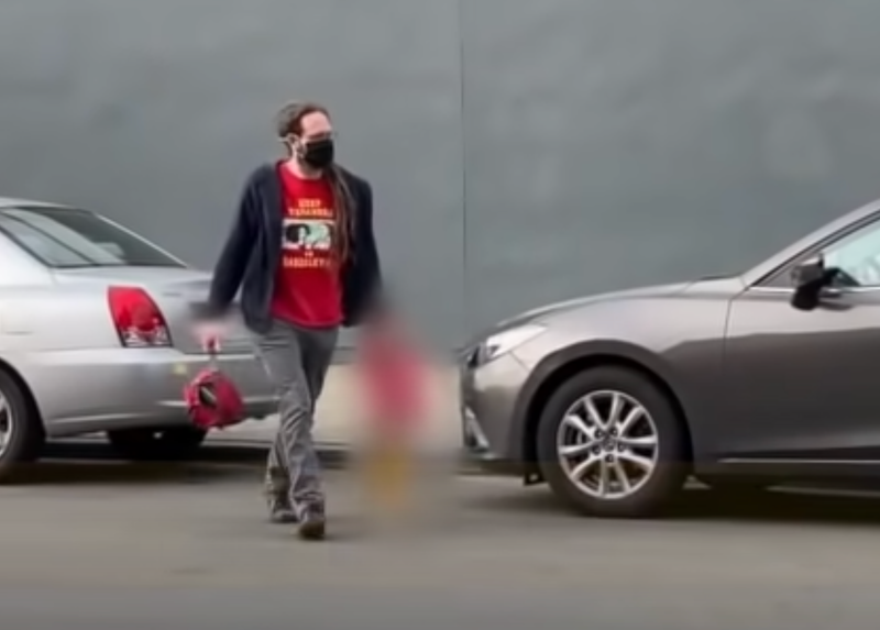 A screenshot from a video posted to YouTube showing Berkeley Federation of Teachers President Matt Meyer dropping off his young child at a private, in-person preschool.