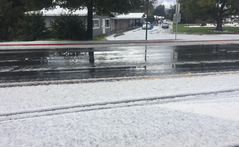 The scene in Santa Rosa just after a big hail storm.