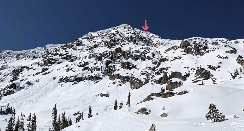The front view of the slope at Frog Lake Cliffs the victim fell from.