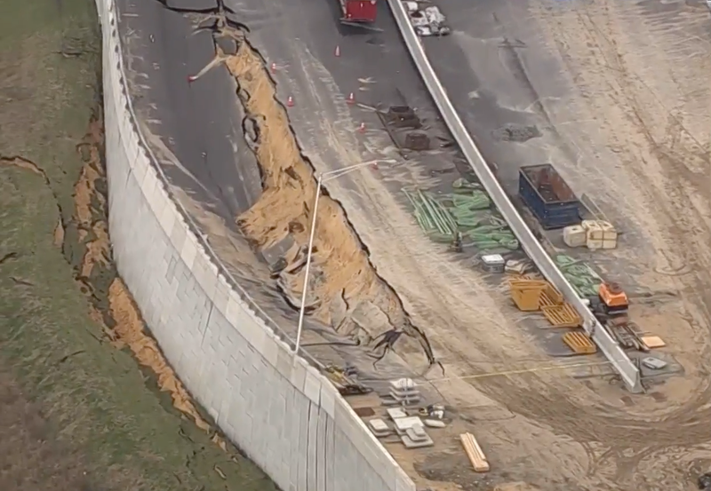 I-295 retaining wall collapse in Bellmawr