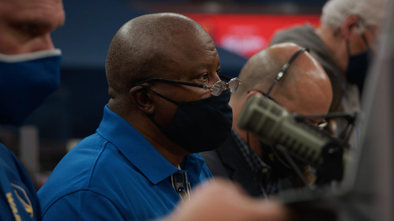 Aaron "Showtime" Taylor as the guest PA announcer courtside at the Golden State Warriors game against the Houston Rockets on Saturday night.