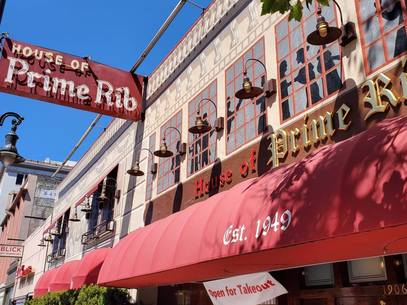 The front of San Francisco's well-known House of Prime Rib on Van Ness Ave.
