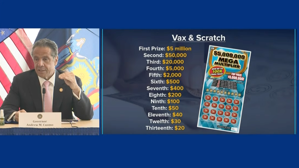 NY state giving lotto ticket to people who get vaccine, could win $5M
