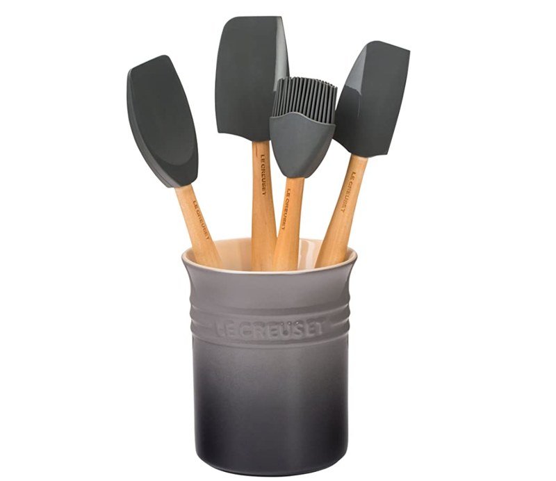 Le Creuset Silicone Craft Series Utensil Set with Stoneware Crock