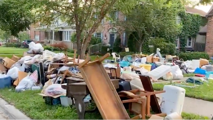 Water-damaged garbage piled high in Grosse Pointe neighborhood nearly two weeks after massive flood (VIDEO)