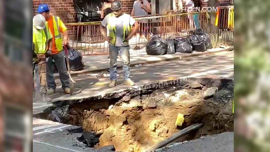 VIDEO: 20-feet-deep sinkhole opens, 2nd to form on a NYC street this week