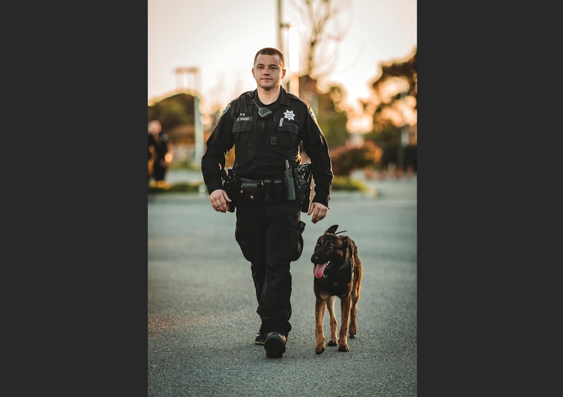 Officer Hodges and K-9 Gunnar, who helped detain a man wielding a machete in Richmond.