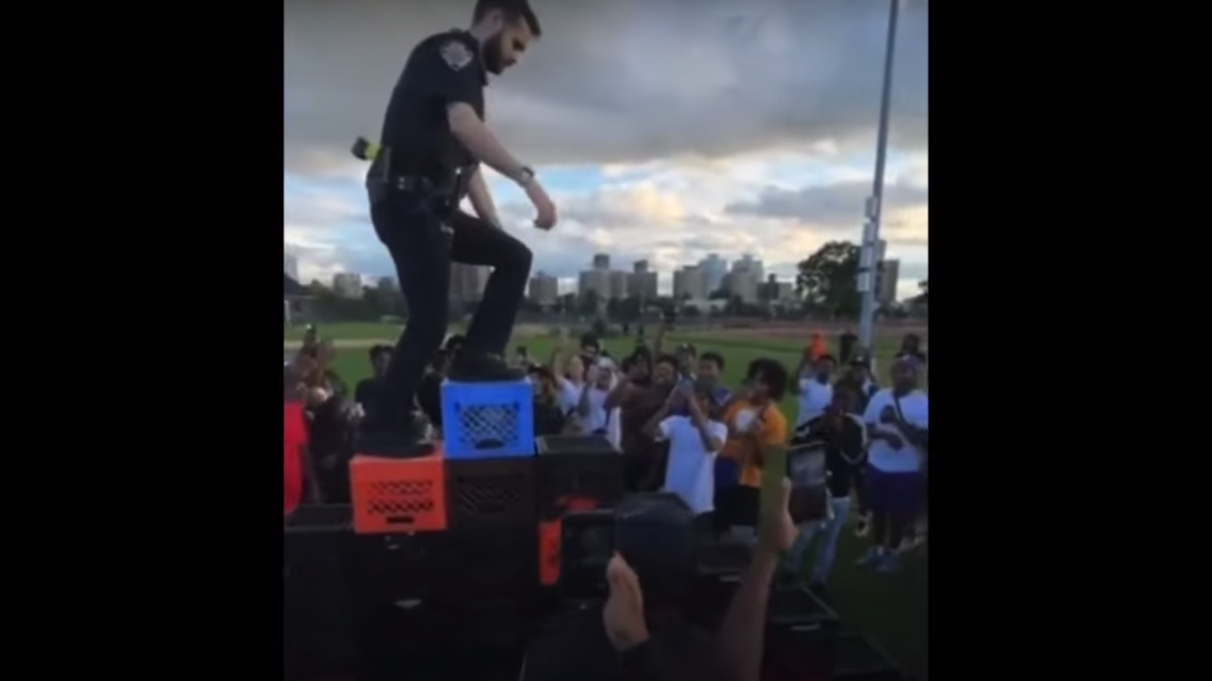VIDEO: NYPD officer tries viral #MilkCrateChallenge