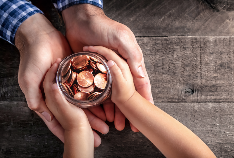 illustration of kids saving money