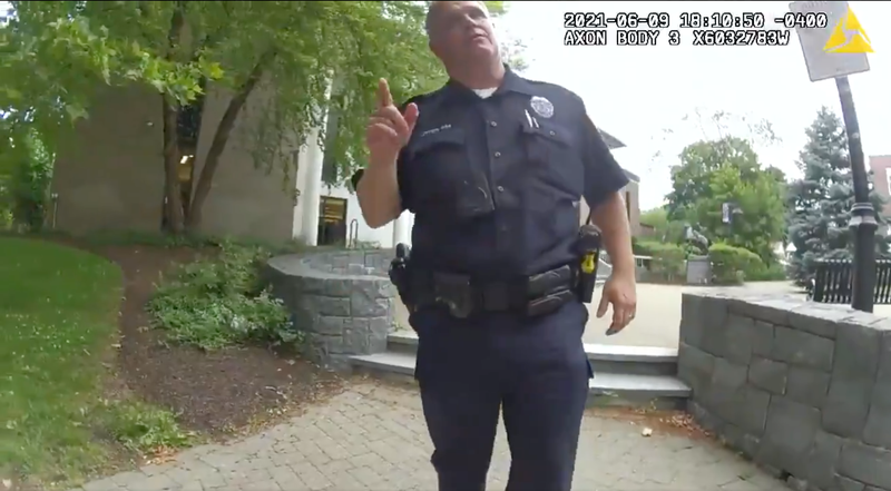 Danbury Polic Officer Ken Utter has been suspended for eight days for making offensive remarks — caught on body camera — during a confrontation with a man filming at a public library.