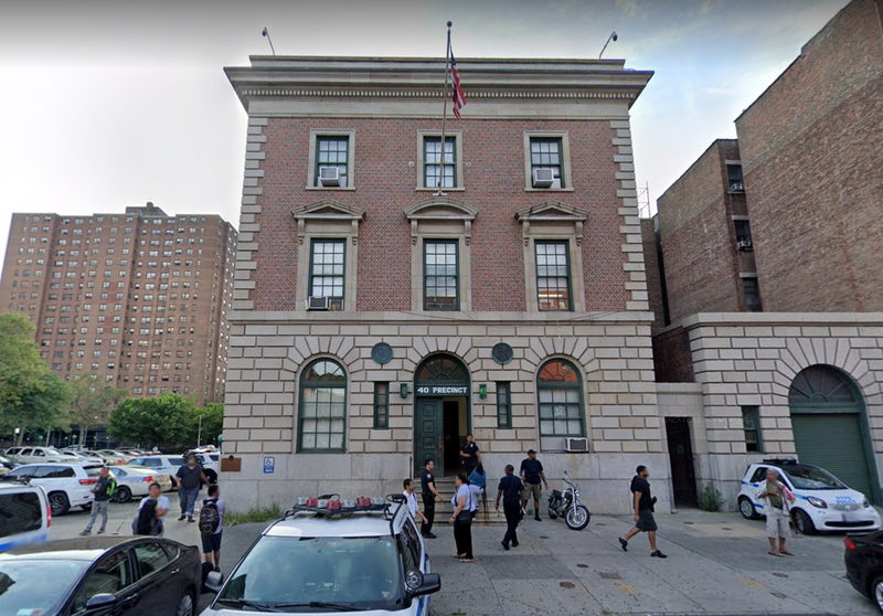 The  exterior of the 40th Precinct station house in the Bronx.