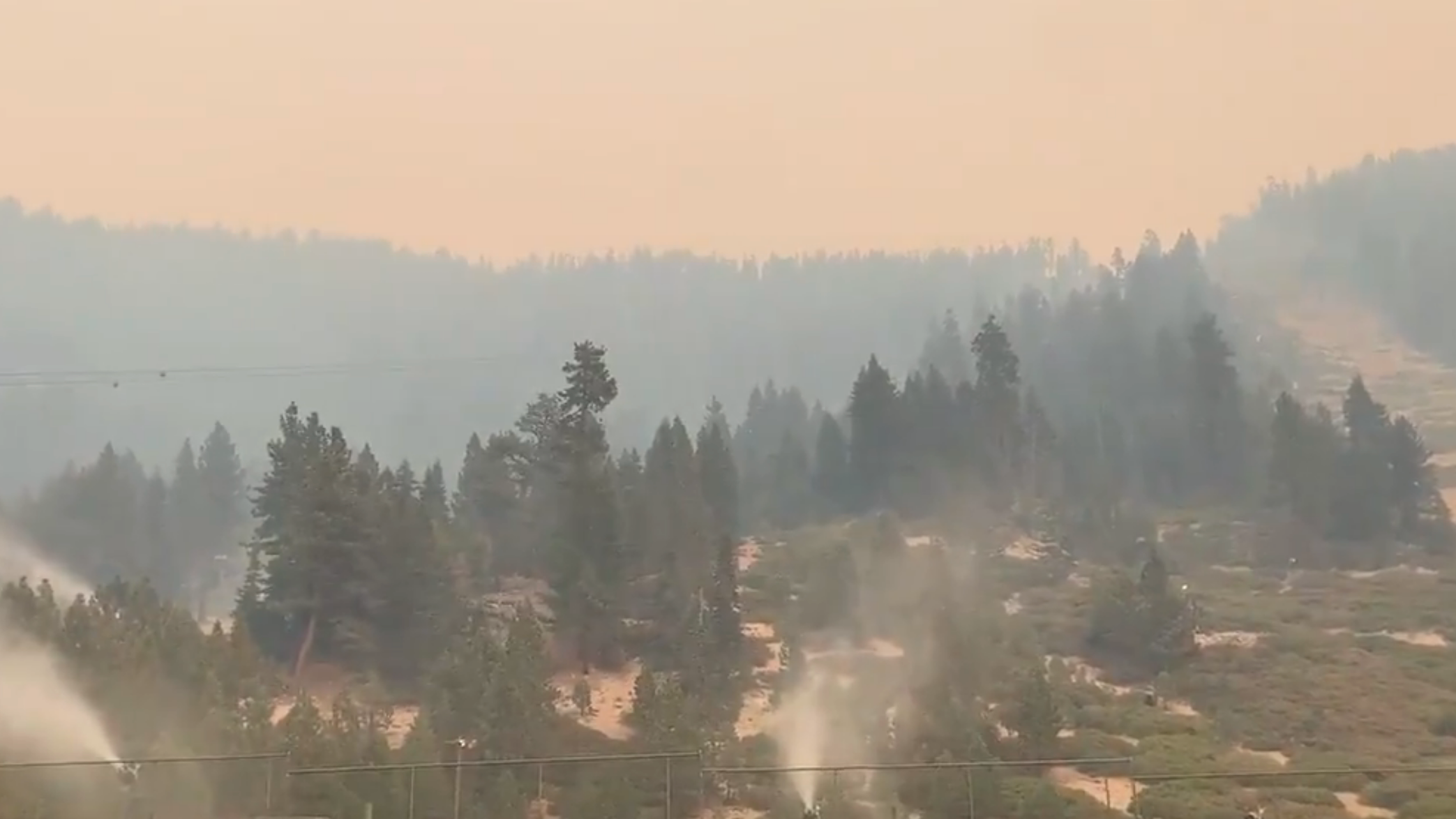 VIDEO: Major Tahoe ski resorts activate snow cannons to battle oncoming Caldor Fire