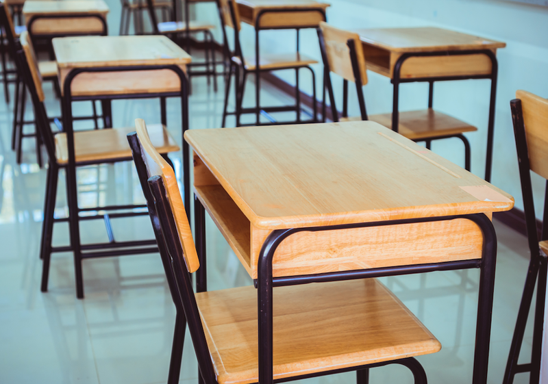 empty desks in classroom