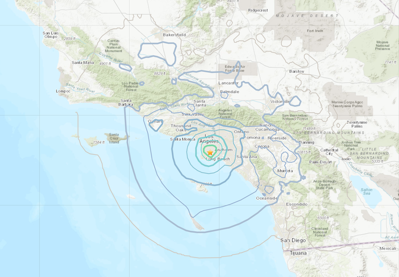 USGS map of the earthquake zone.