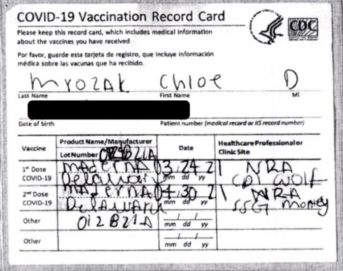 Fake VACCINE card