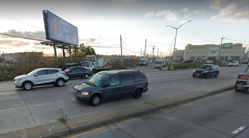 The busy stretch of Rockaway Boulevard where a pedestrian was fatally struck early Monday morning, according to police.