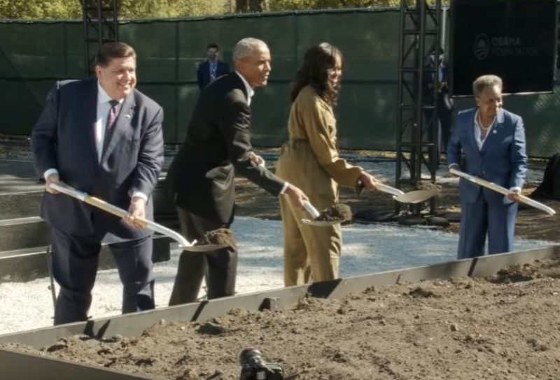 Obamas break ground on the presidential center in Jackson Park