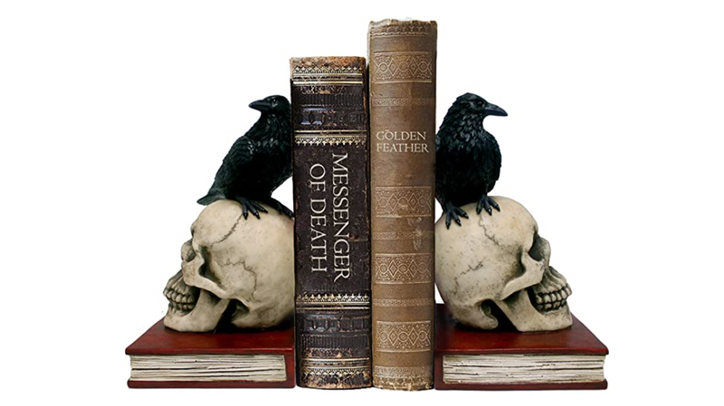 Murder & Mystery - Ravens on Skulls Bookends
