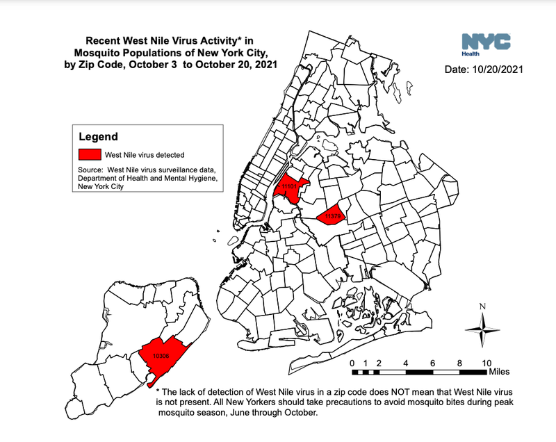Map of WNV cases