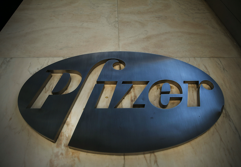 Pfizer corporate logo in NYC