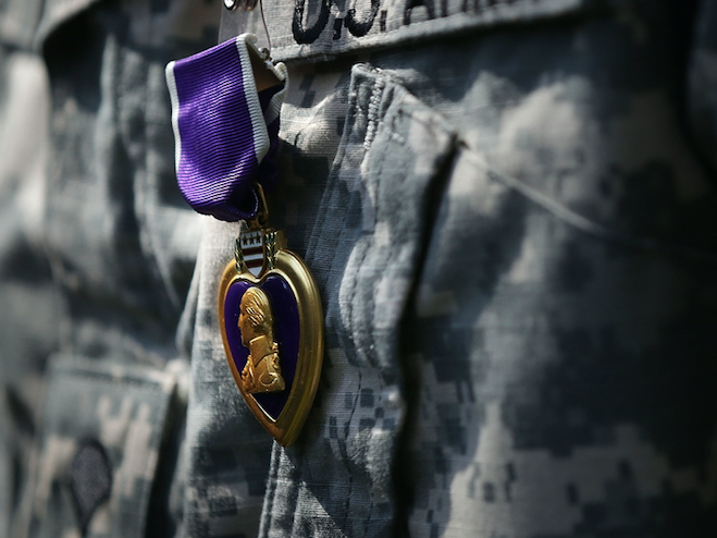 Purple Heart medal close up