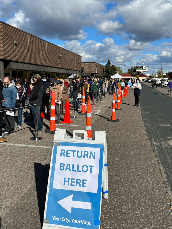 Voting lines in Hennepin County. 