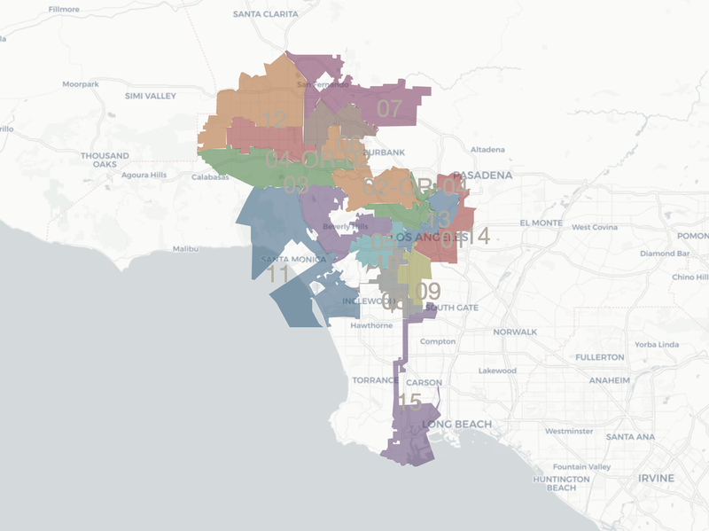L.A. City Council district map final proposal.