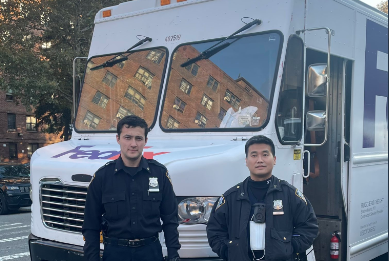 The NYPD officers who apprehended a 60-year-old man who stole a FedEx Truck in Manhattan Monday morning, according to police.