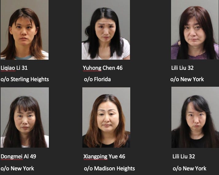 Six suspects involved in sex trafficking ring