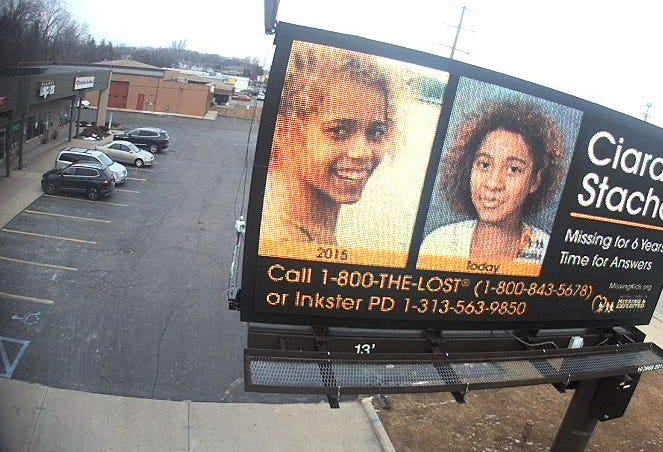 Billboard for missing 22-year-old Ciara Stacho