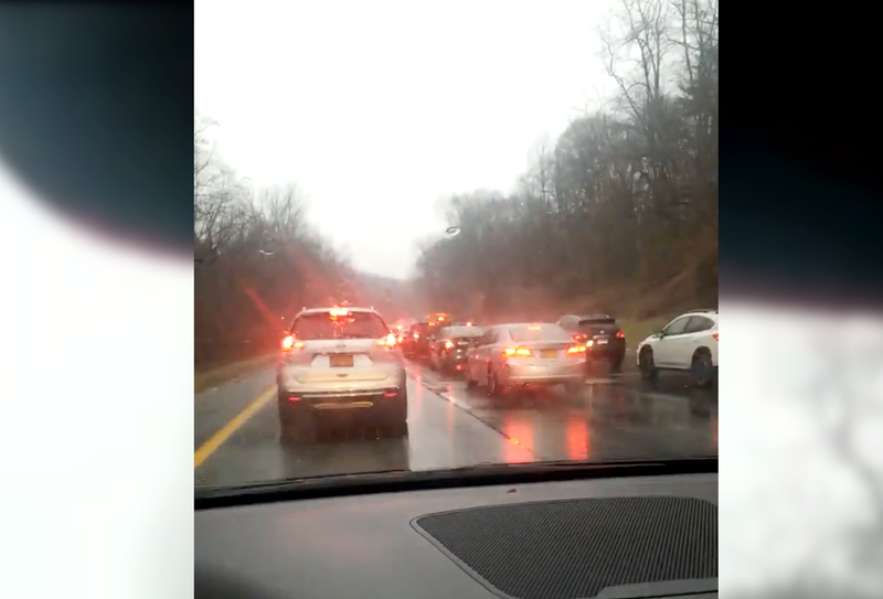 The Sprain Brook Parkway was among the roads seeing delays because of icy conditions