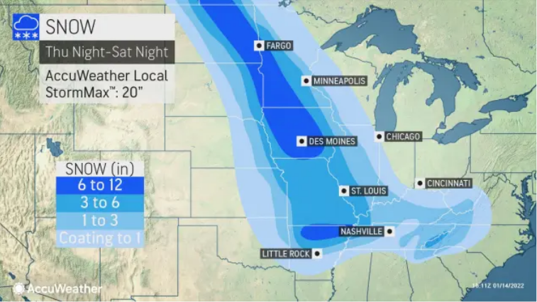 St. Louis snowfall map
