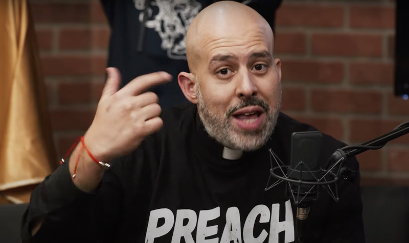 Father Joseph Espaillat speaking on his podcast "Sainthood in the City"