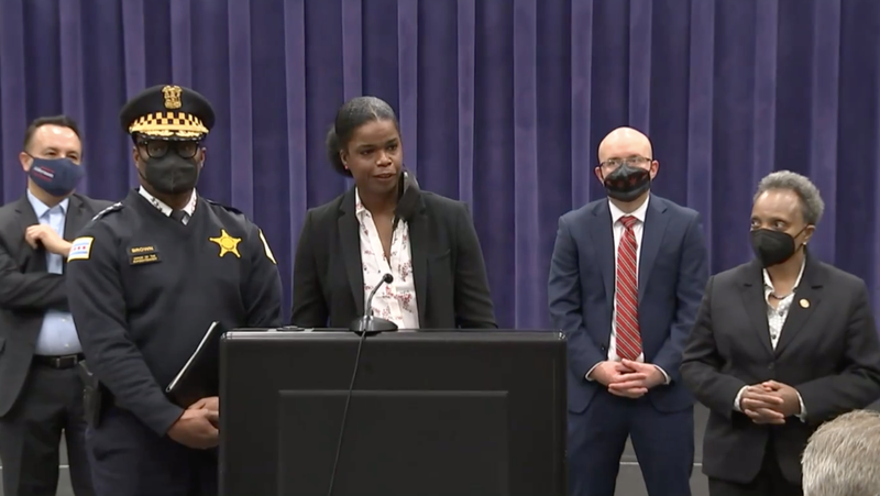 Kim Foxx at news conference