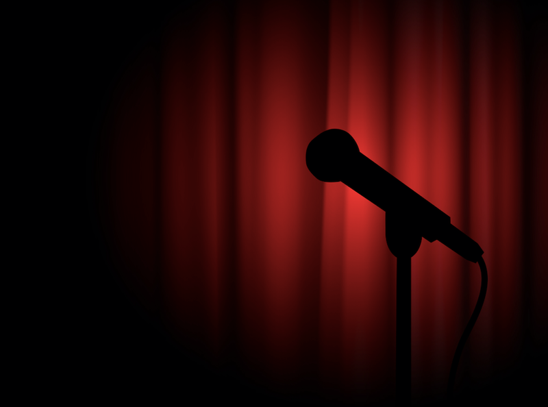 mic in front of curtain
