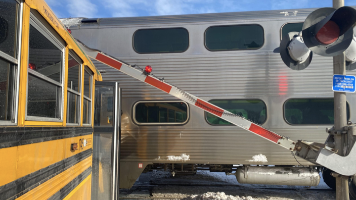 No injuries reported after Metra train hits school bus at Orland Park crossing