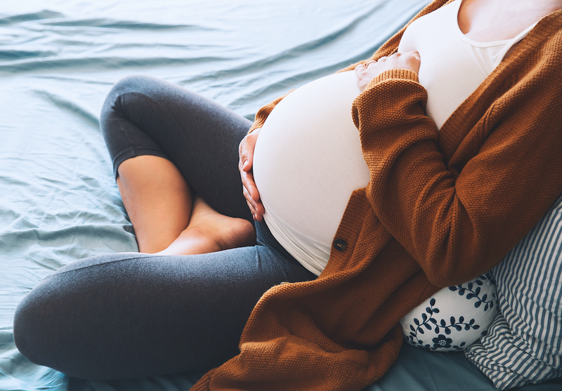 Pregnant woman, stomach