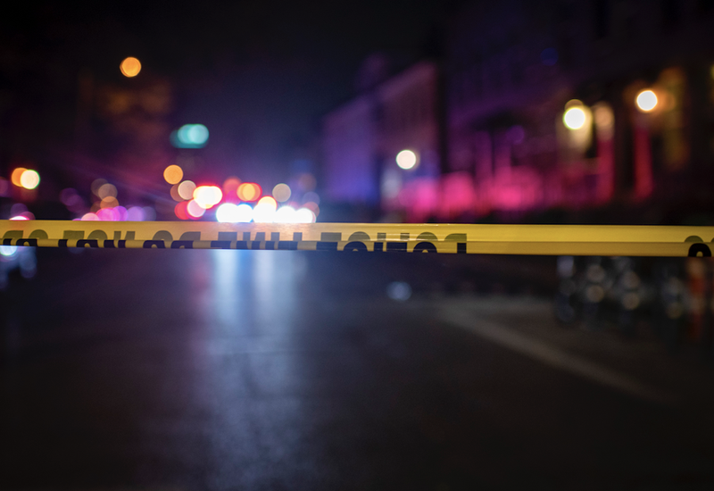 crime scene tape at night