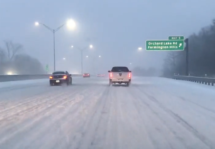 Snow-covered I-696