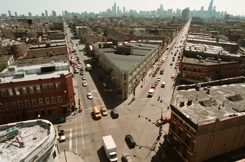 Wicker Park intersection including Milwaukee Avenue