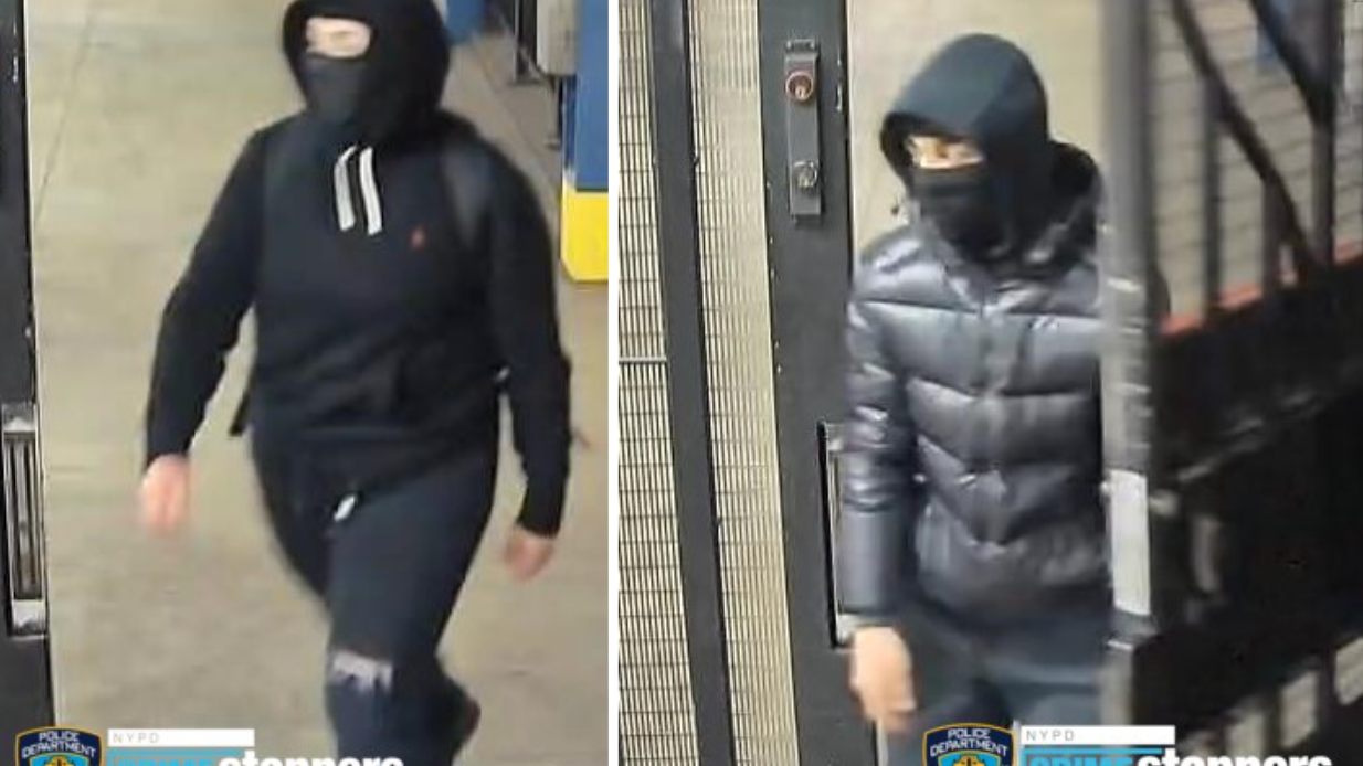 Man hit in the head while riding the R train, two sought