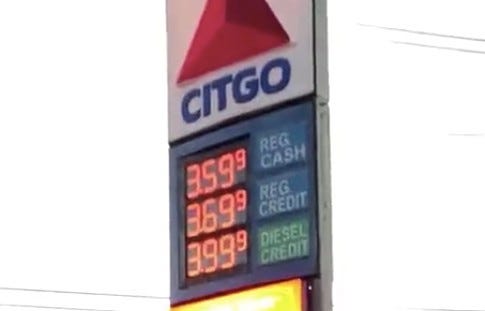 Citgo gas prices sign