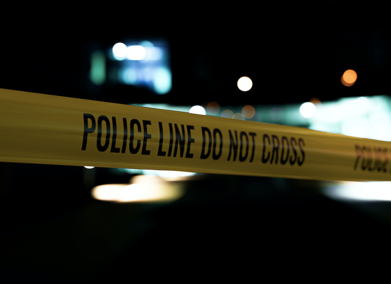 police tape at night